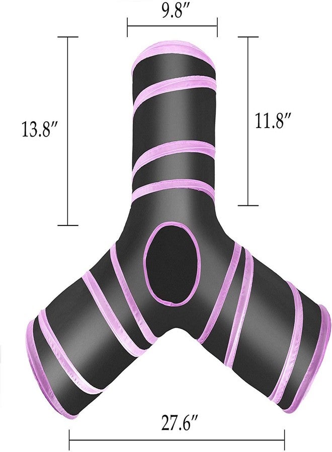 Western Era Cat Tunnel Toy 3 Way Collapsible for Indoor & Outdoor Play with Hanging Toy Ball for Cat, Puppy, Kitty, Kitten (Pink) - Image 2